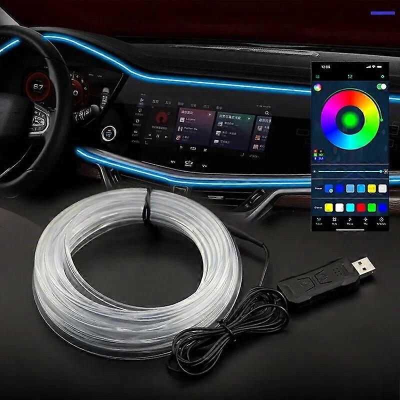 1/2/3/4/5M Car Interior RGB LED Light Strip Ambient Neon Invisible Light USB Fiber Optic Atmosphere Lamp support APP Control