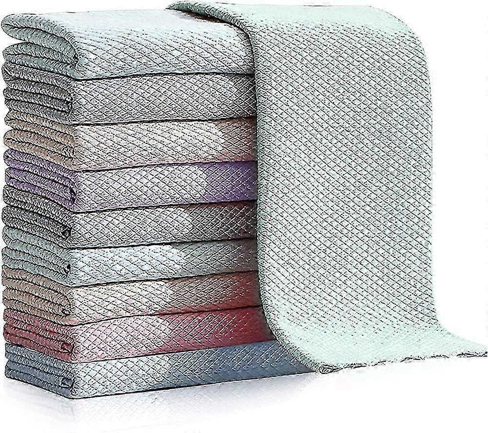 10 Pack Reusable Microfiber Cleaning Cloths Fish Scale Pattern 40 X 30cm V