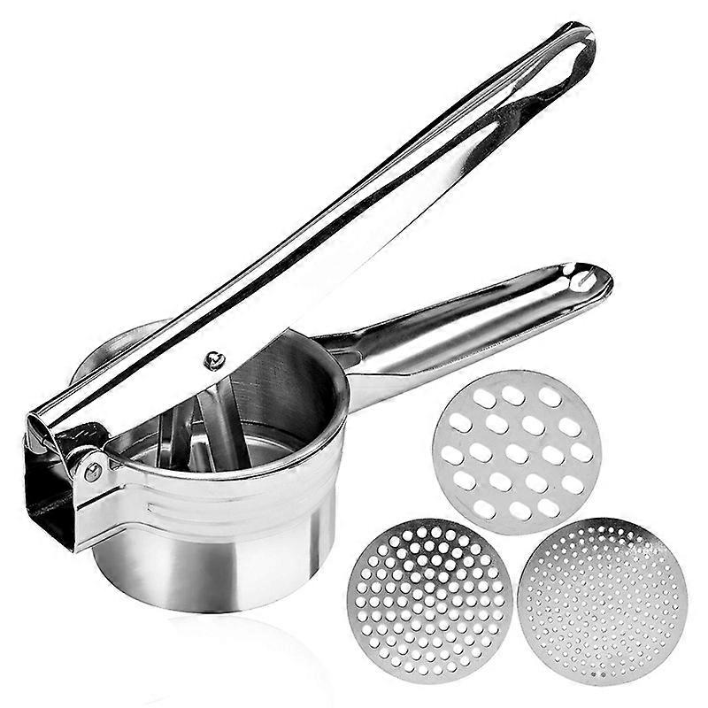 Potato Masher, Manual Potato Masher, with 3 Interchangeable Discs, Versatile Potato Masher, for Mashed Potatoes, Baby Food, Juice, Lemon Squeezing
