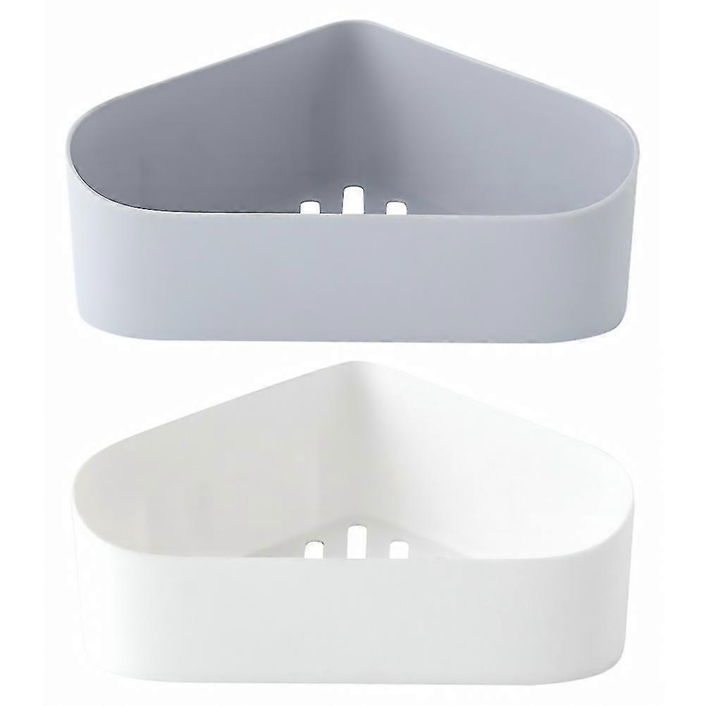 2pcs Simple Wall-mount Bathroom Storage Rack Useful Kitchen Storage Shelf