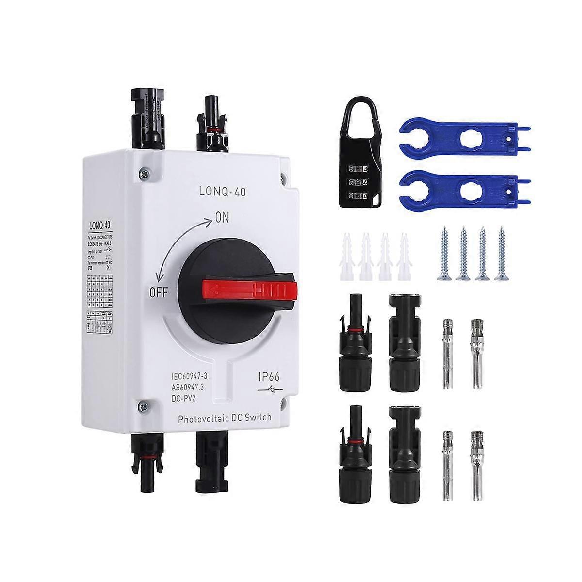 Solar Combiner Box, 1200V DC 32A 4P Waterproof Insulated Switch Professional Power Solar PV DC Quic