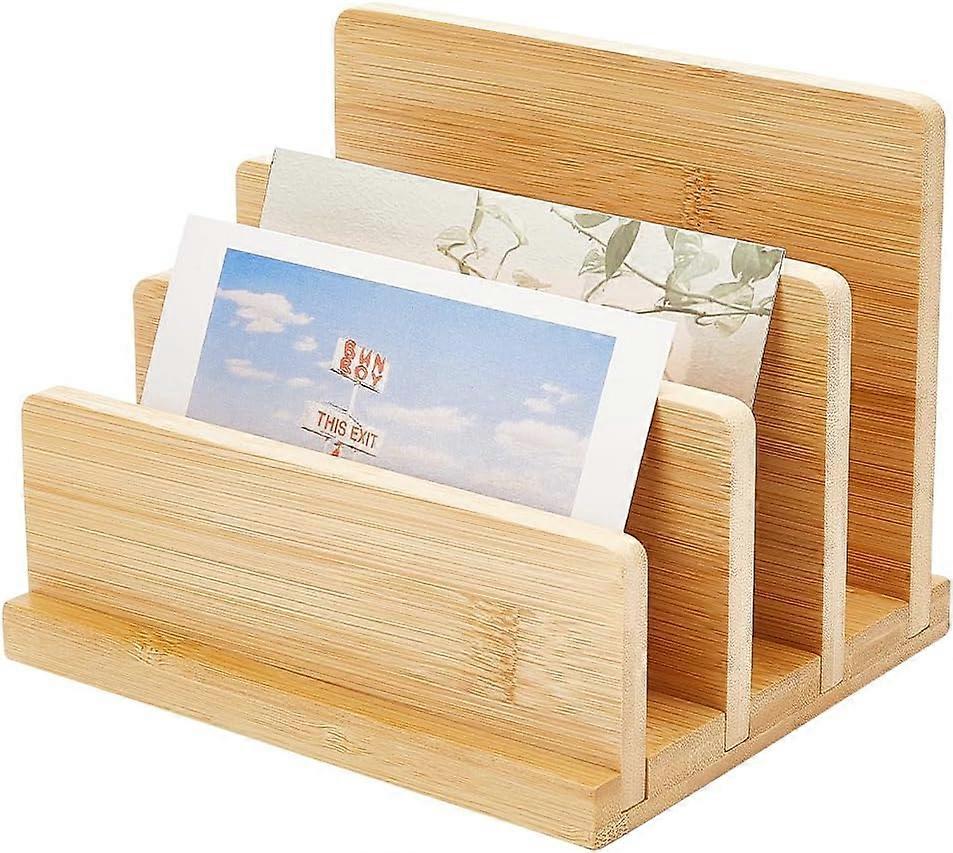 Bamboo Wood Place Card Display Stands for Postcards Earring Display Cards Holder Rectangle Sandy Brown Finished Product: 149x170x150mm