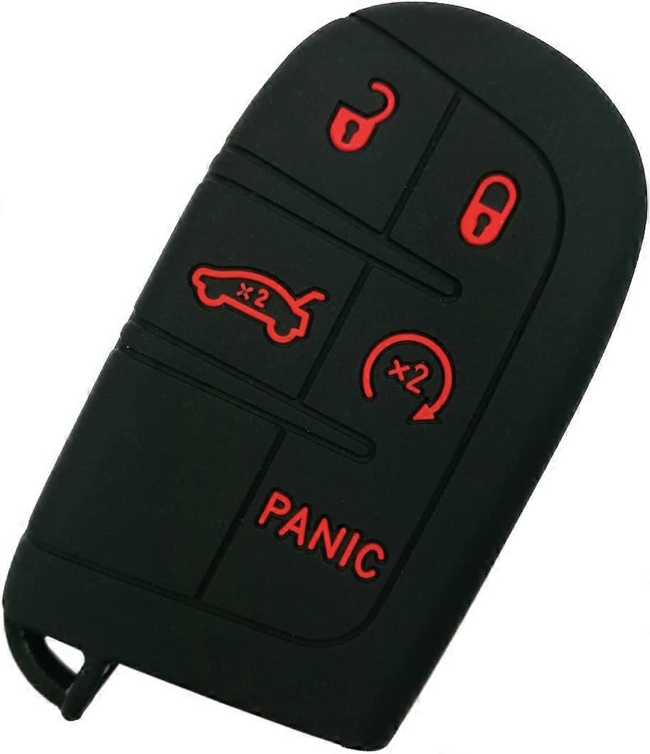 Rubber Smart 5 Buttons Key Fob Cover Remote Case Keyless Protector Jacket for 2018 2019 2020 2021 Jeep Grand Cherokee Compass Dodge Challenger Charger