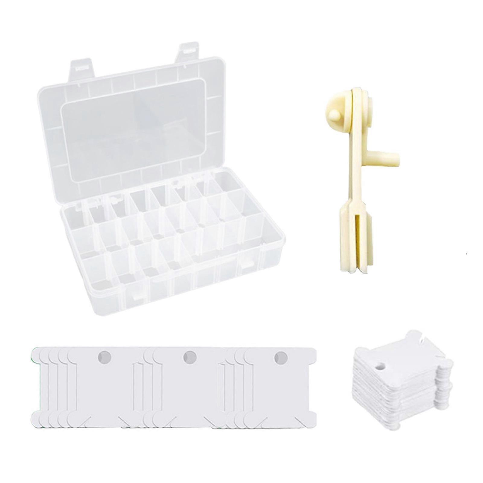 Embroidery Sewing Tools 24 Compartment Storage Box Bobbin Winder Floss Bobbins