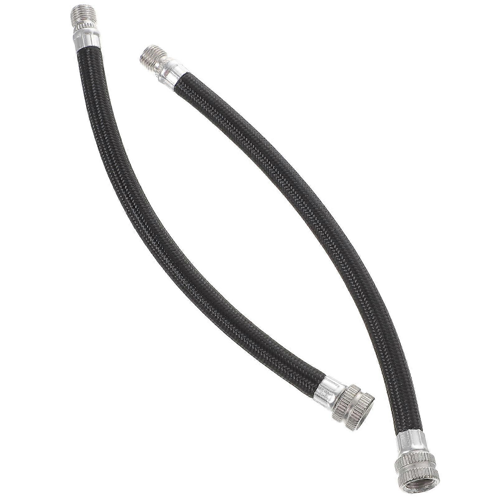 2Pcs Pump Extension Hose Inflator Tube Pipe Cord for Schrader (Black)
