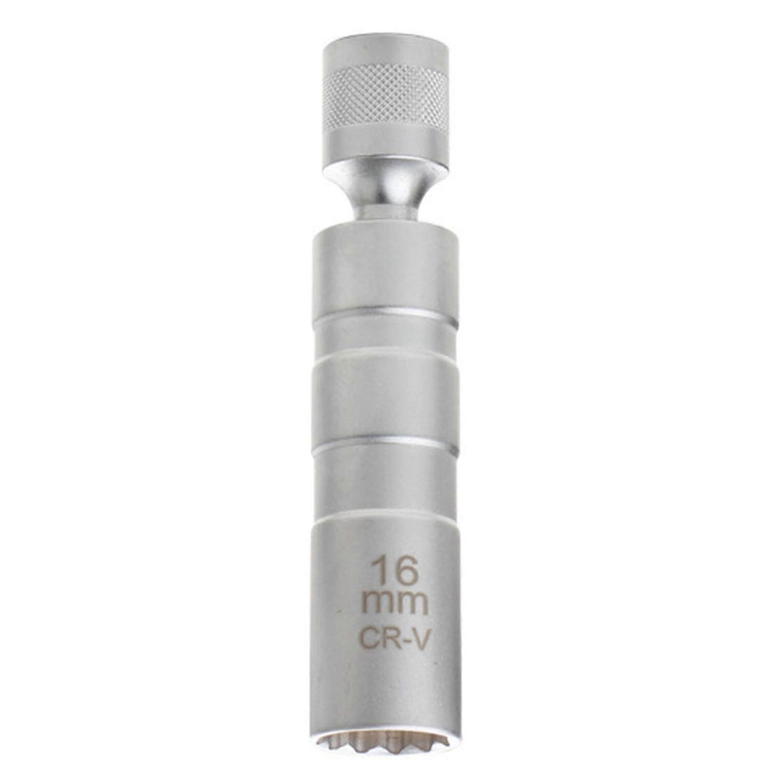 Spark Plug Socket Wrench Ultra-thin Labor-saving Good Hardness 12-Point 14mm/16mm Magnetic Spark Plug Removal Tool Swivel Extension for Car Mengxi
