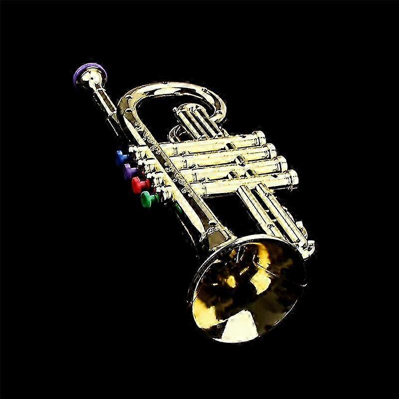 Trompete Crianças Brinquedo Educativo Instrumentos de Sopro ABS Trompete de Ouro com 4 Coloridos compatível com Crianças