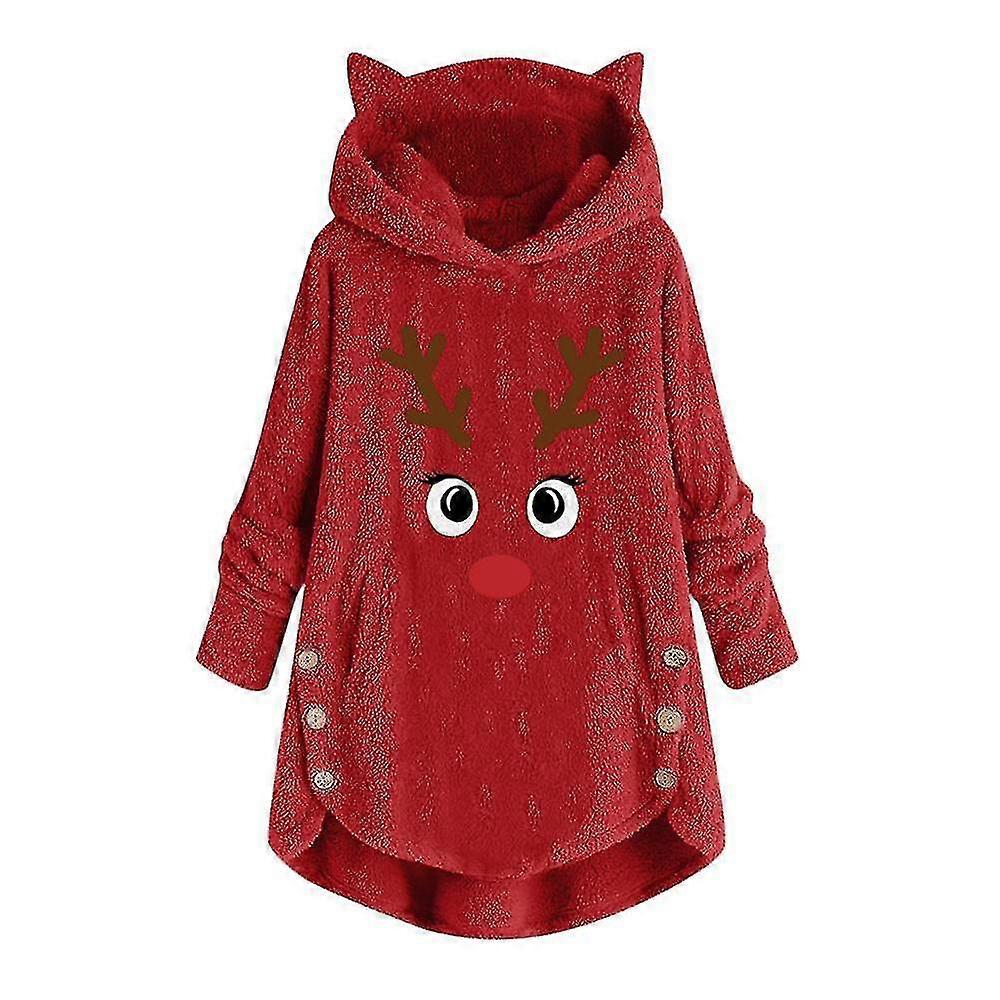 Frauen Weihnachten Pullover, Herbst Winter gedruckt Katze Ohren