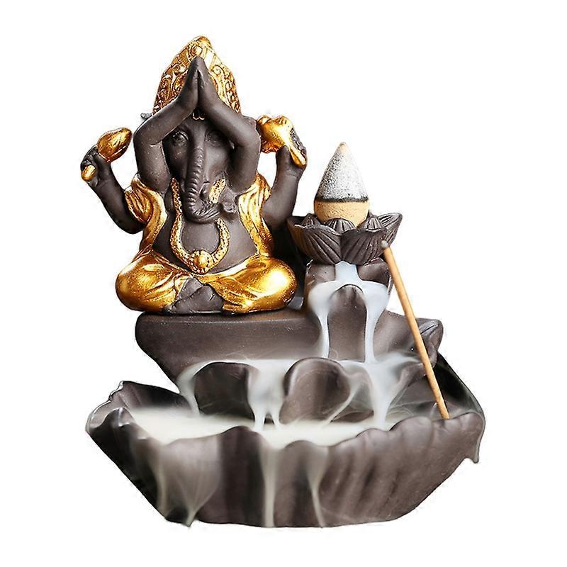 Incense Burner Easy to Carry Classical Creative Backflow Incense Burner with Elephant Statue Decor for Gifts JIKAIX