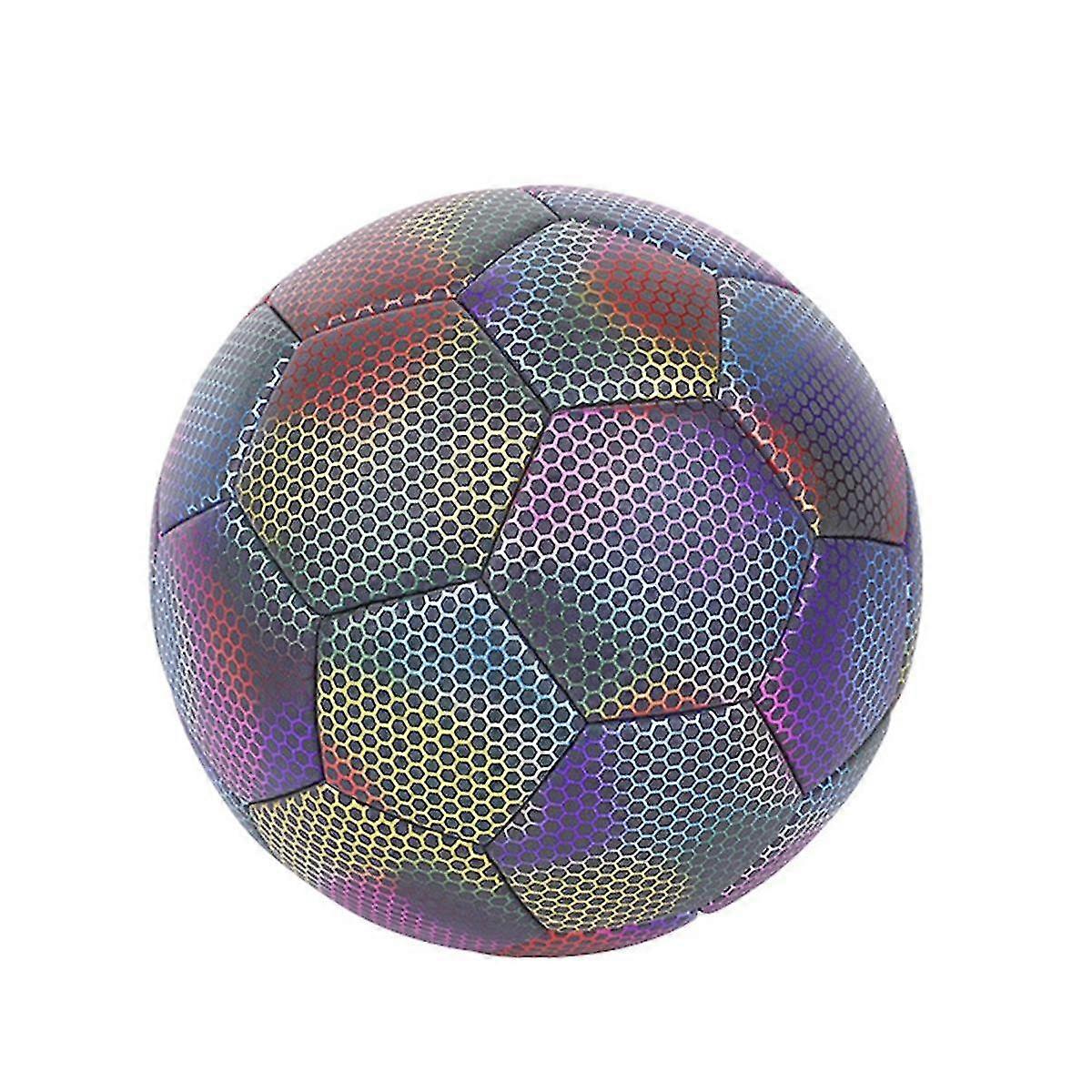 Holographic Soccer Ball - Glow In The Dark, Reflective, Size 5 - Perfect For Kids