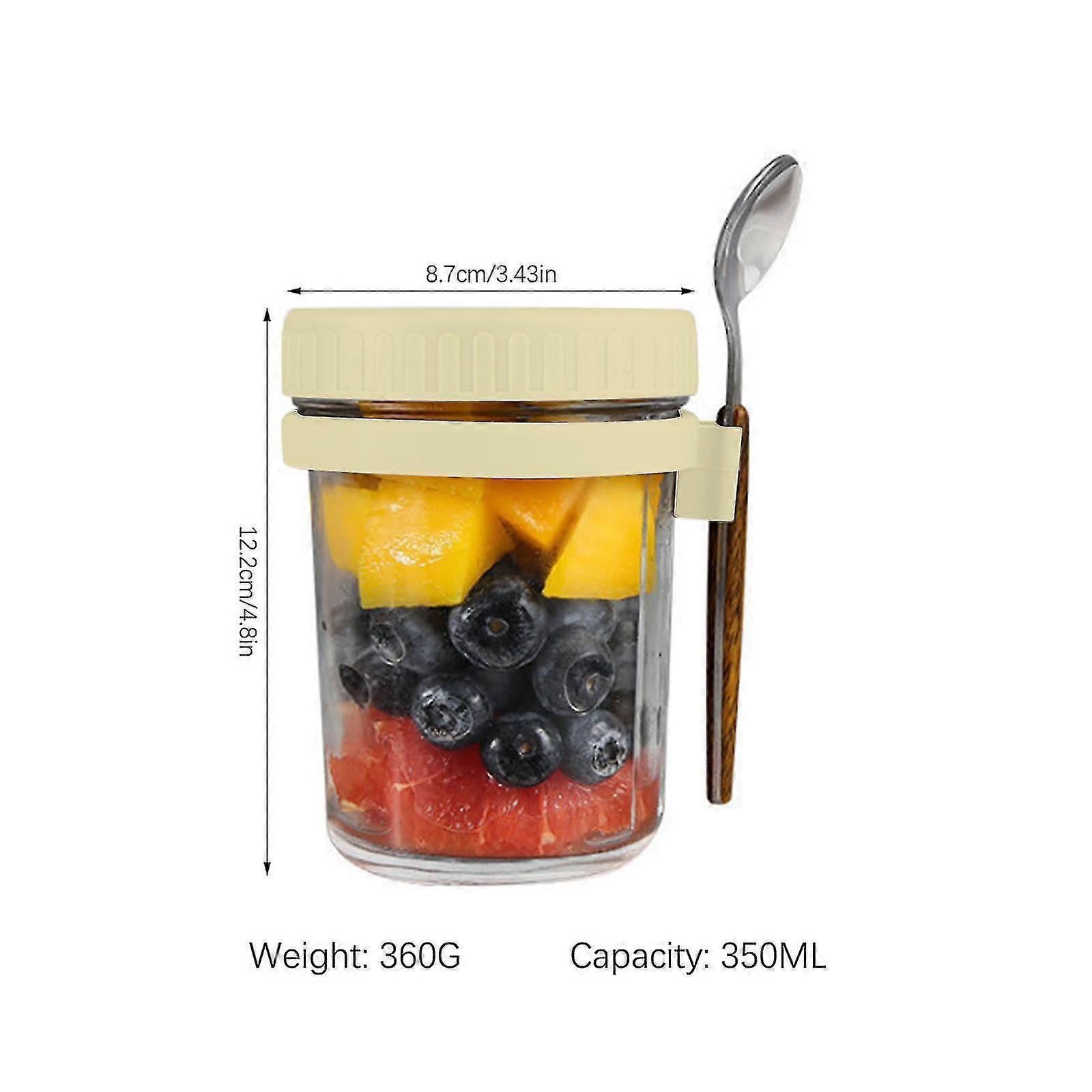 350/600ml Large Capacity Overnight Oats Jars With Lid And Spoon Set High Quality
