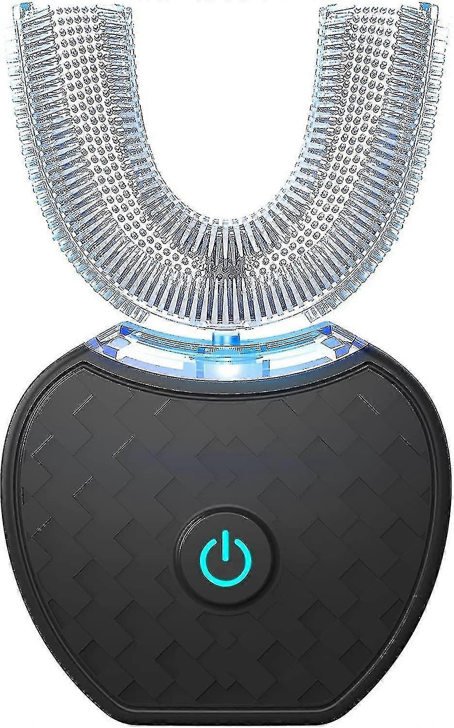 yougangg Electric Toothbrush Adults - Ultrasonic U-shaped Toothbrushes - 360 Mouth Cleansing - Wireless Charging & Led Light - (black) Certified(white