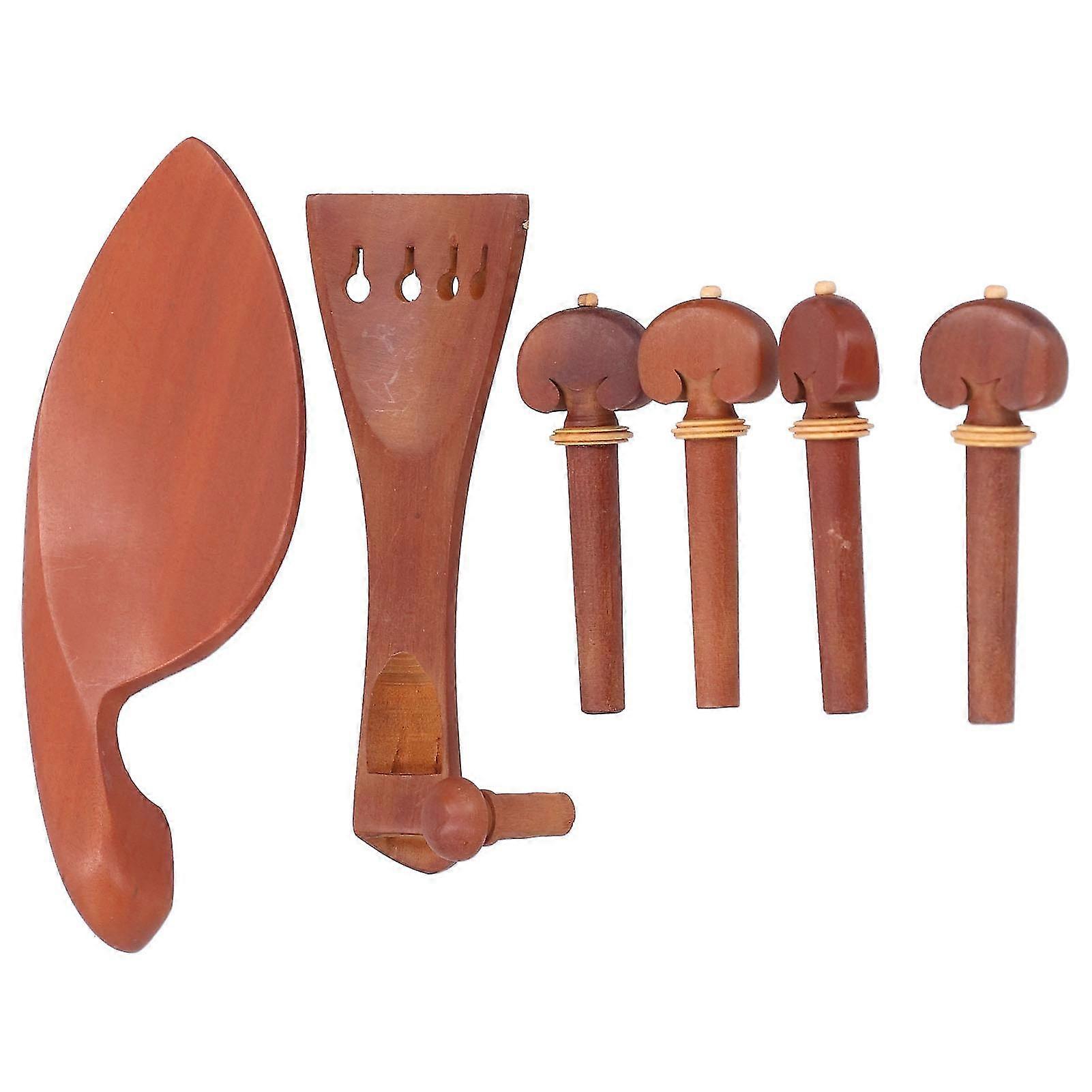 4/4 Wood Violin Chin Rest Set with Tailpiece, Tuning Pegs, End Button - BZ10