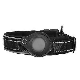 Reflective Dog Collar Adjustable Heavy Duty Neoprene Padded Pet Collar with Airtag Bracket for Mediu