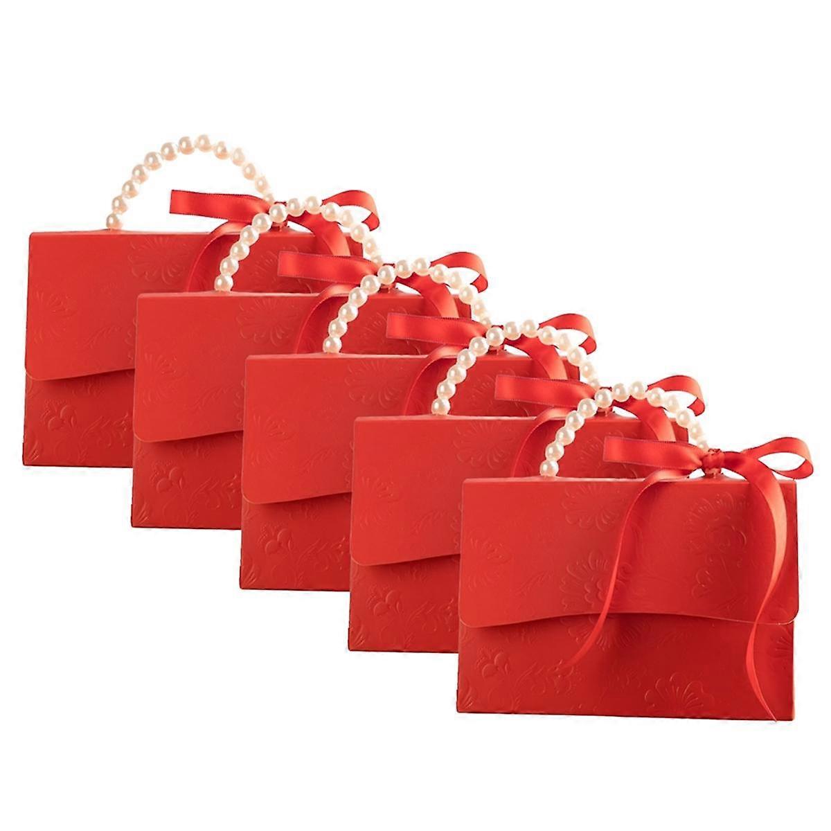 Stylish Embossed Gift Box, with Satin Ribbon and Pearl Handle, Valentine'S Day Gift Box B