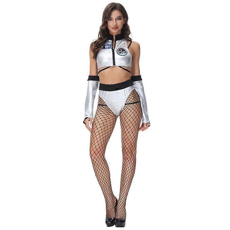 女性のための宇宙飛行士の衣裳のセクシーな銀製の宇宙服のhalloweenの派手なドレスのカーニバルの衣裳