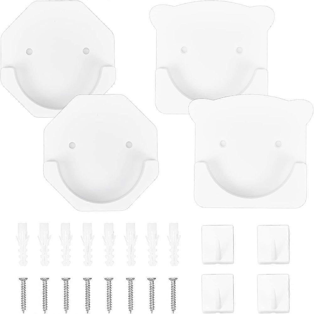 8Pcs ABS Hook Hanger with Self Adhesive Sticker with Iron Screws and Plastic Nut Bear & Rectangle & Hexagon White 8x8x1.5cm Hole: 4mm