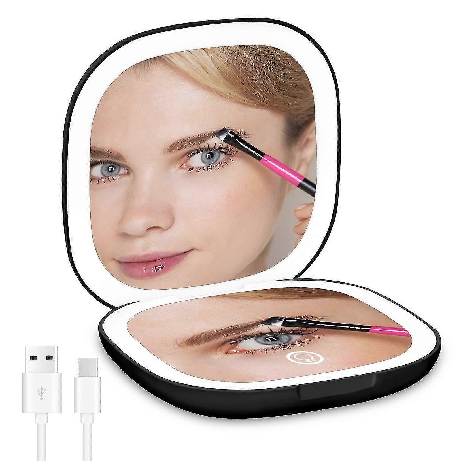 Pocket Makeup Mirror with 1X / 5X Magnification, Rechargeable