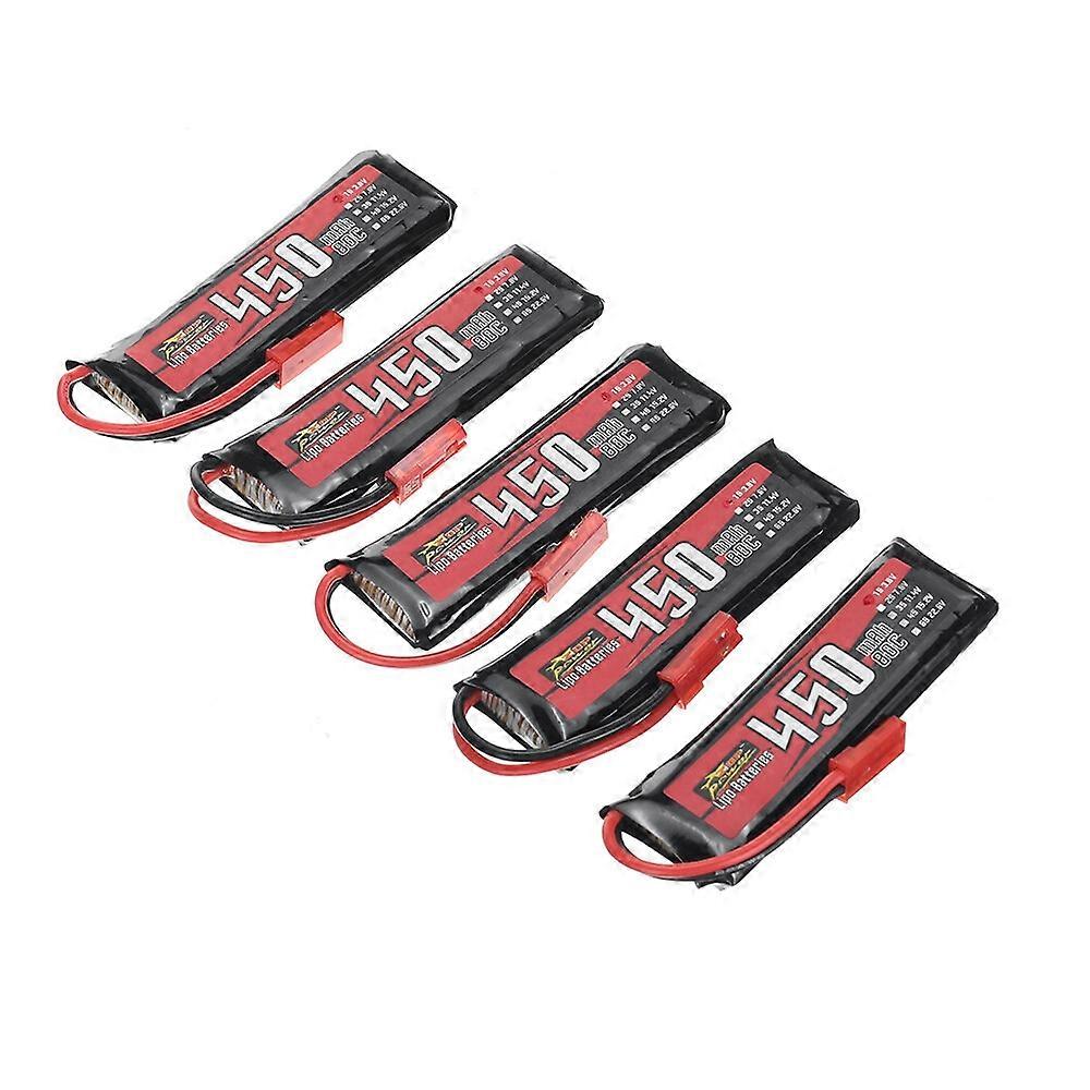 5 PCS ZOP Power 3.8V 450mAh HV 80C 1S LiPo Battery with JST Plug for RC Drone