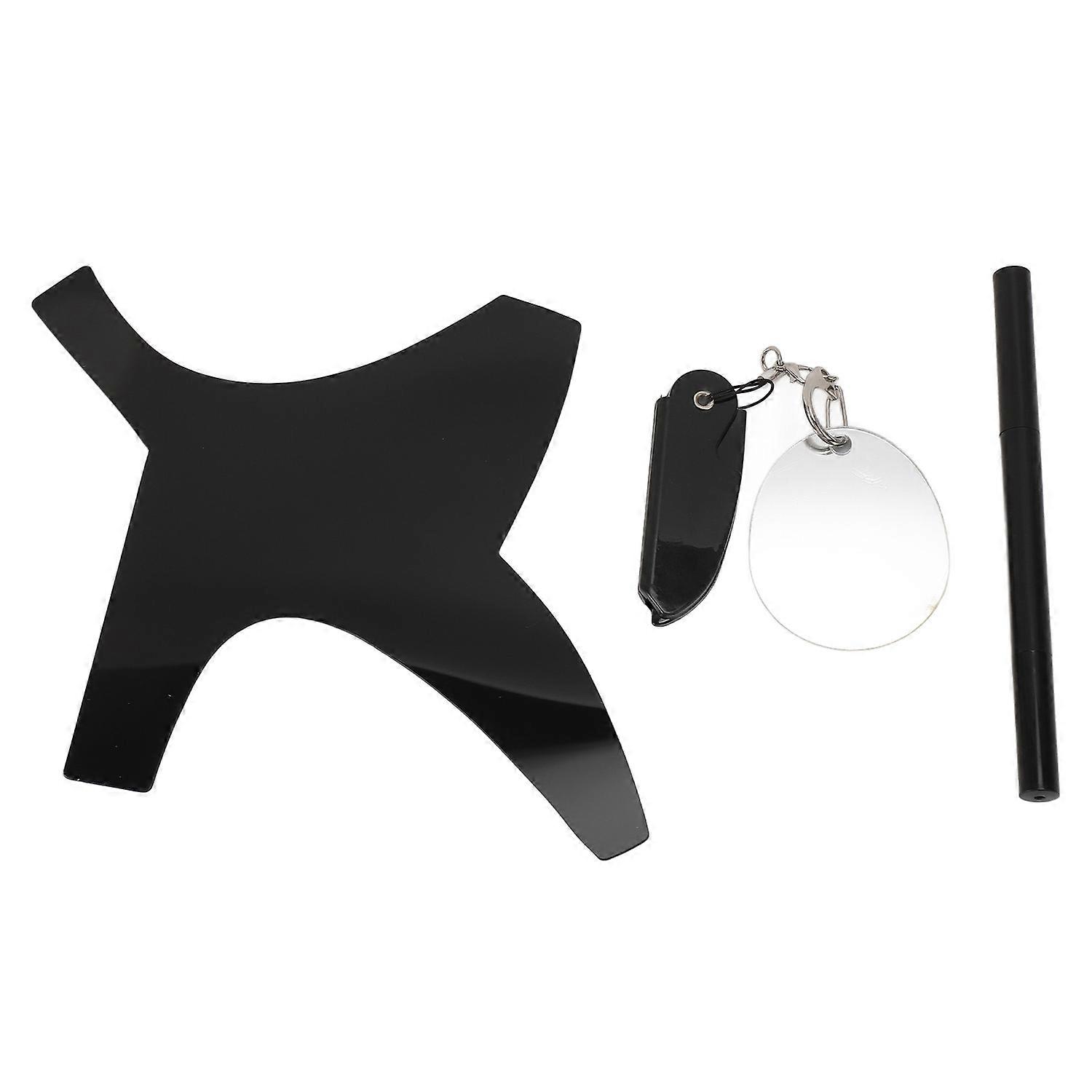 Beard Styling Template Beard Pen Comb Mirror Professional Trimming Styling for Men Black 