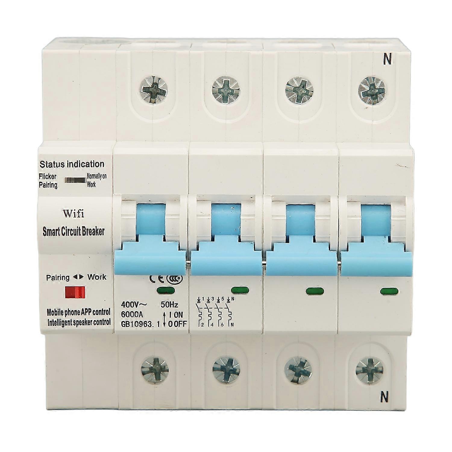 WIFI Circuit Breaker Rail Mounted Leakage Protection Air Switch for Home Dorm 4P AC400V 63A