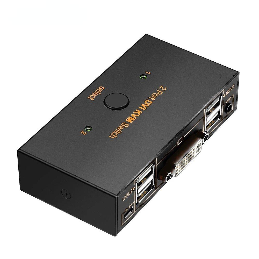 2 Port Dvi Kvm Switch Adapter 2 In 1 Out 4 Usb 2.0 & 4k 30hz Hdmi Splitter Controller For Hd Tv Computer Monitor Printer Mouse Keyboard