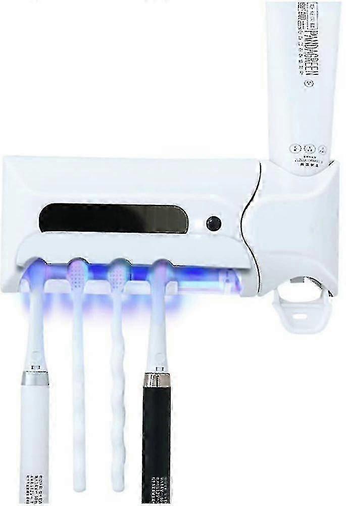 Toothbrush Sanitizer Toothbrush Sterilizer Holder With Led Uv Light, Rechargeable Solar Power Led Disinfection Wireless Design Wall Mounted Automatic