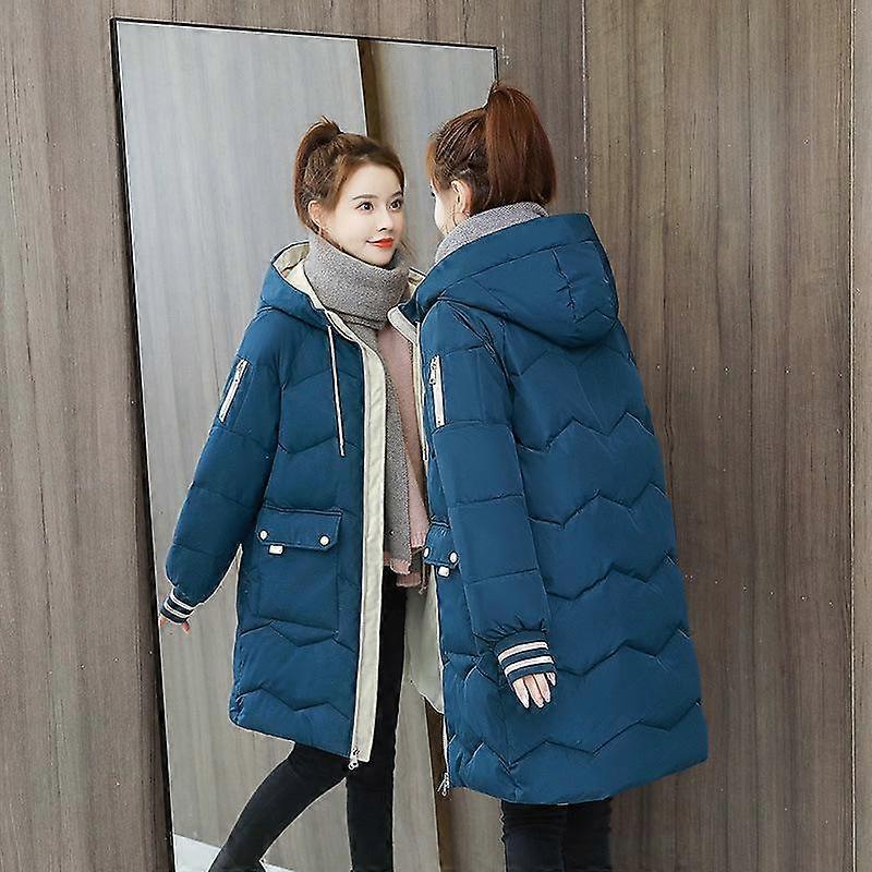 Women's Coat Fashion Hooded Down Jacket Thickened Long Women's Zipper Outerwear Winter Warm Coat