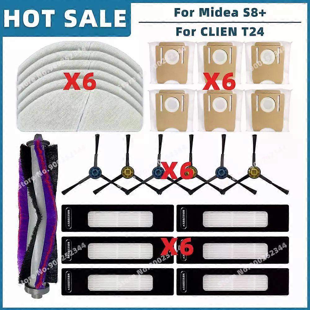 Applies to For Midea S8 Plus / CLIEN T24 / ThinkAir RV50 Pro Replacement Parts Accessories Main Side Brush Filter Mop Dust Bag