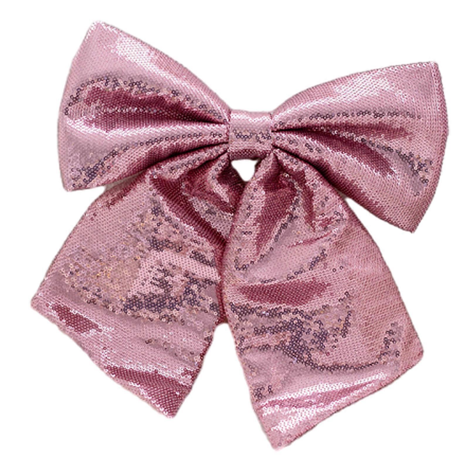 Large Ribbon Bows Christmas Tree Ornament Handmade Birthday Gift Colorful Sequins Fabric Bowknot Party Accessories  Pink L