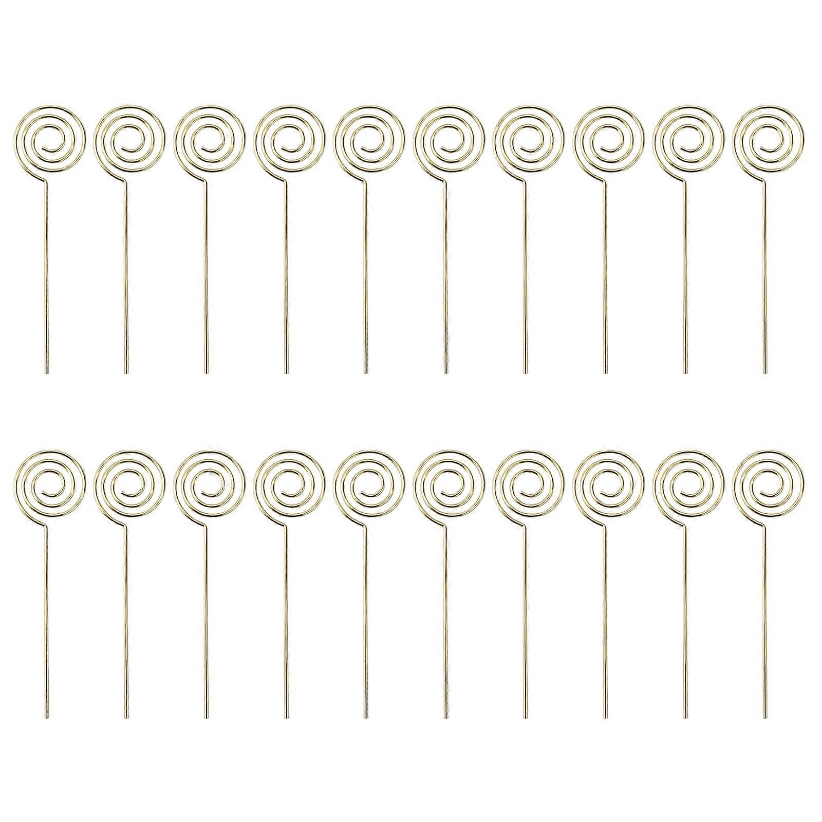 Set of 20pcs Round Shaped Crafts Wire Clip Table Card Holders Note Photo Picture Memo Clips Gold Silver Color for DIY gold