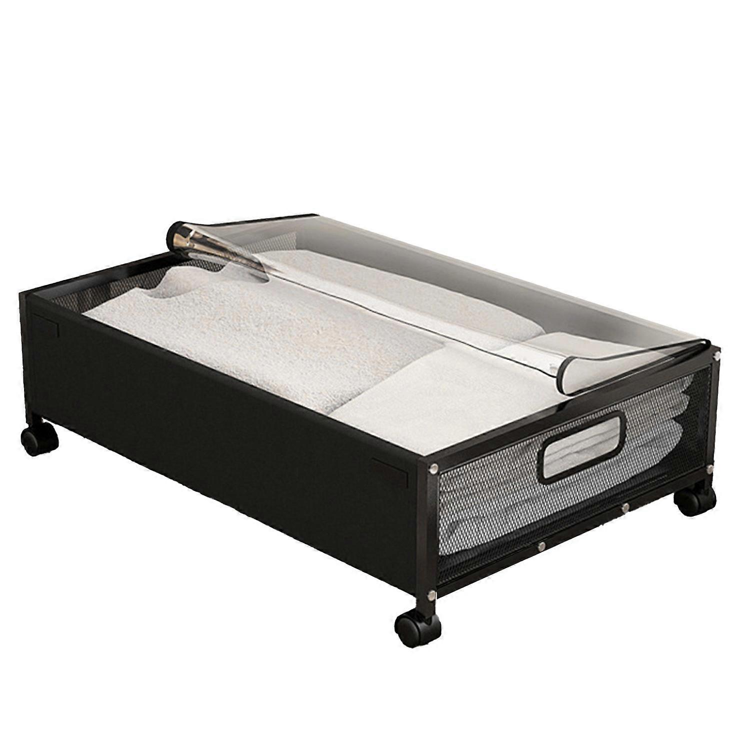 Home Under Bed Storage Rack with 360-Degree Swivel Wheels Great Durability Metal Frame Handle Hollow