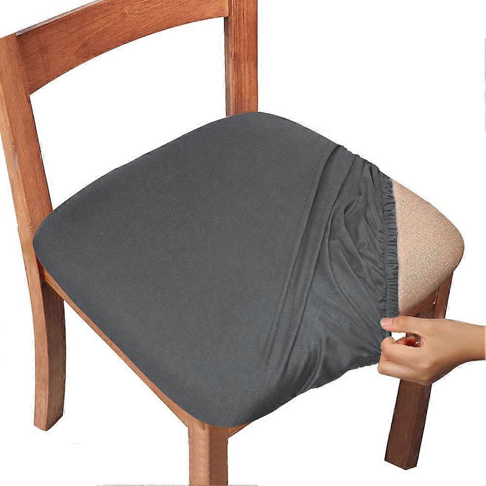 Stretch Solid Chair Seat Covers with Ties for Dining Room and Kitchen Chairs, 4-Piece Set, Elastic Fabric, Universal Fit