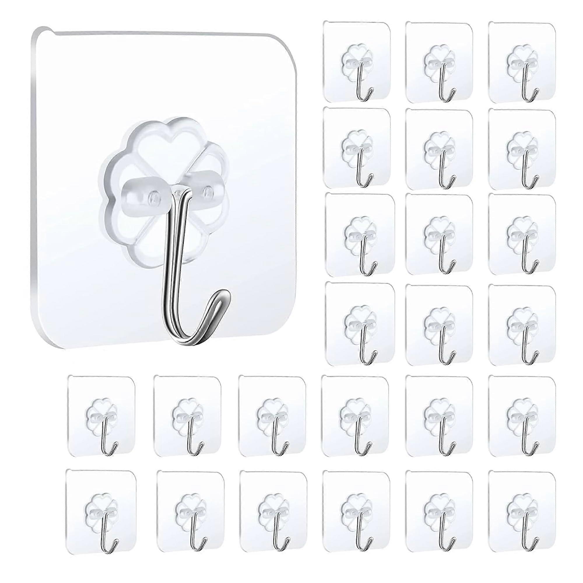 24 Pack Self-Adhesive Heavy-Duty Hooks for Wall Hangers
