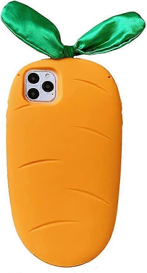 ComfyArt Creative Case Compatible with iPhone 11 Pro MaxFunny 3D Cartoon Carrot Flannel Leaf Phone Case Soft Silicone Bumper Shockproof Protective Cov