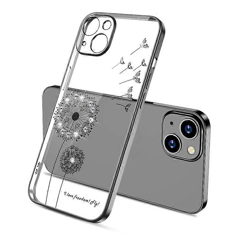 For iPhone 13 Pro Max Electroplating Diamond Dandelion Pattern TPU Shockproof Protective Case