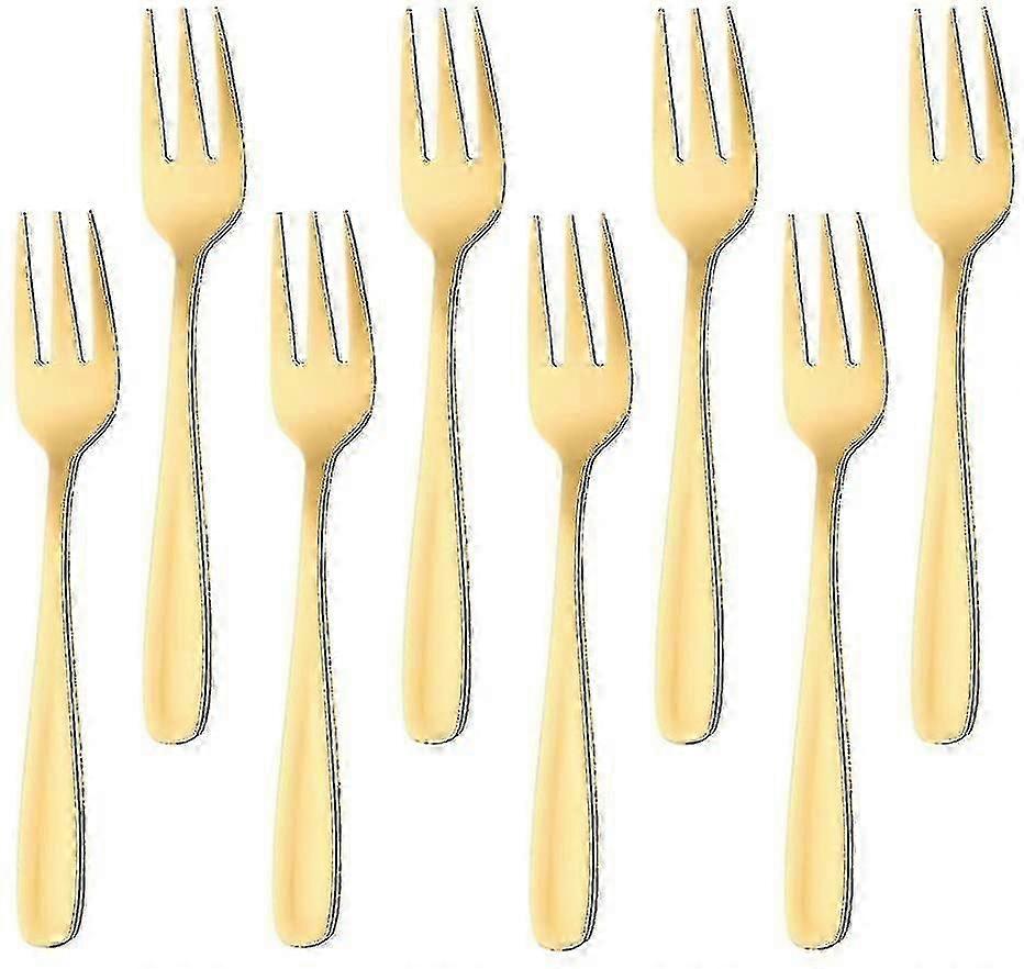 شوكة كيك ستانلس ستيل 3 شوكات شوكة فواكه، طقم شوك مكون من 8 قطع