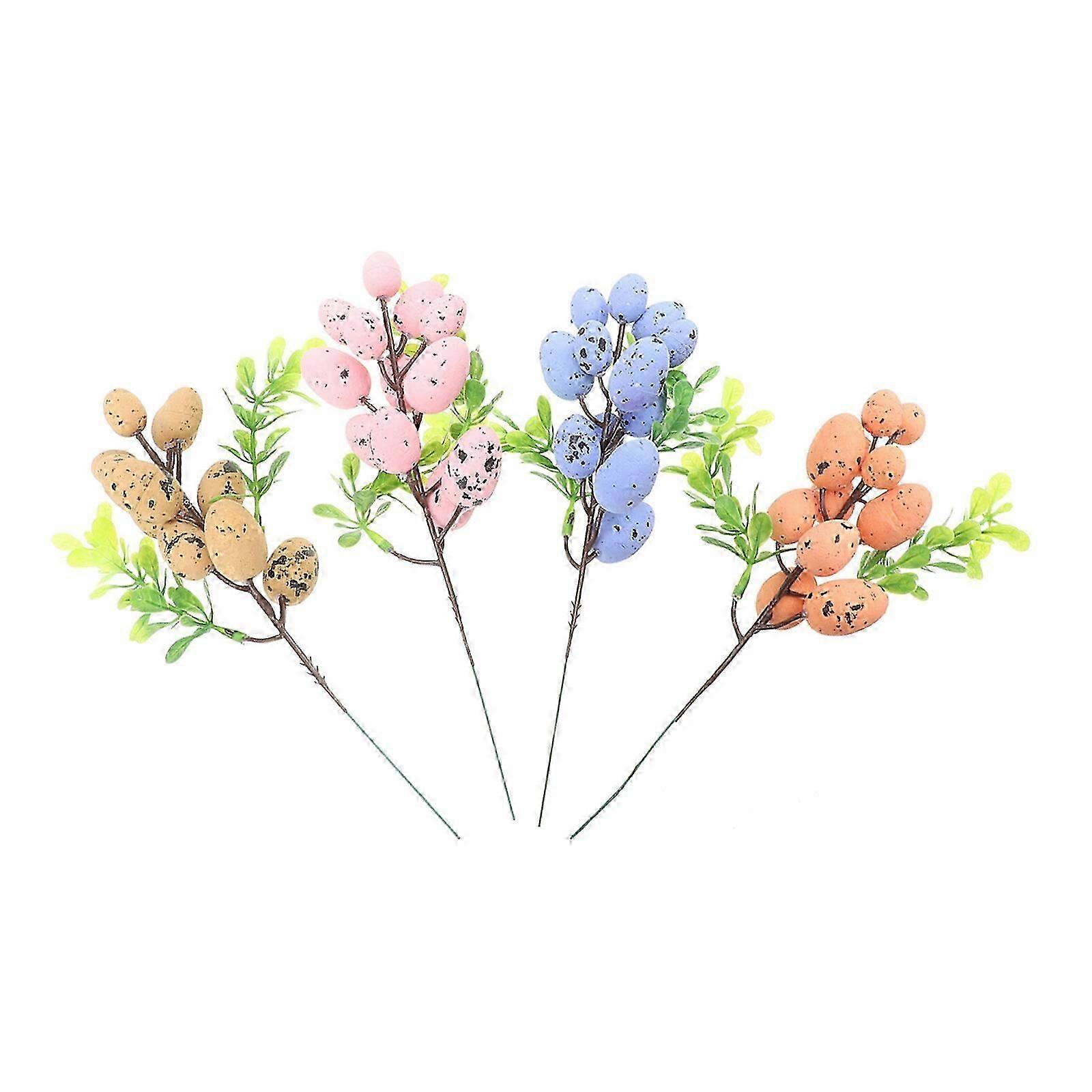 4pcs Easter Eggs Branches Easter Garden Yard Decors Fake Easter Egg Props