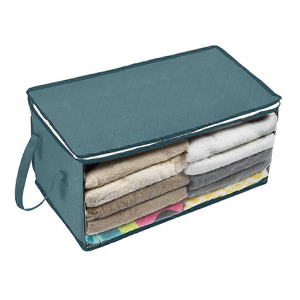 Storage Organizer, Robust Handle & Large Clear Window, Get Organized Foldable Storage Box For Blankets, Toys, Books, 35L, Blue