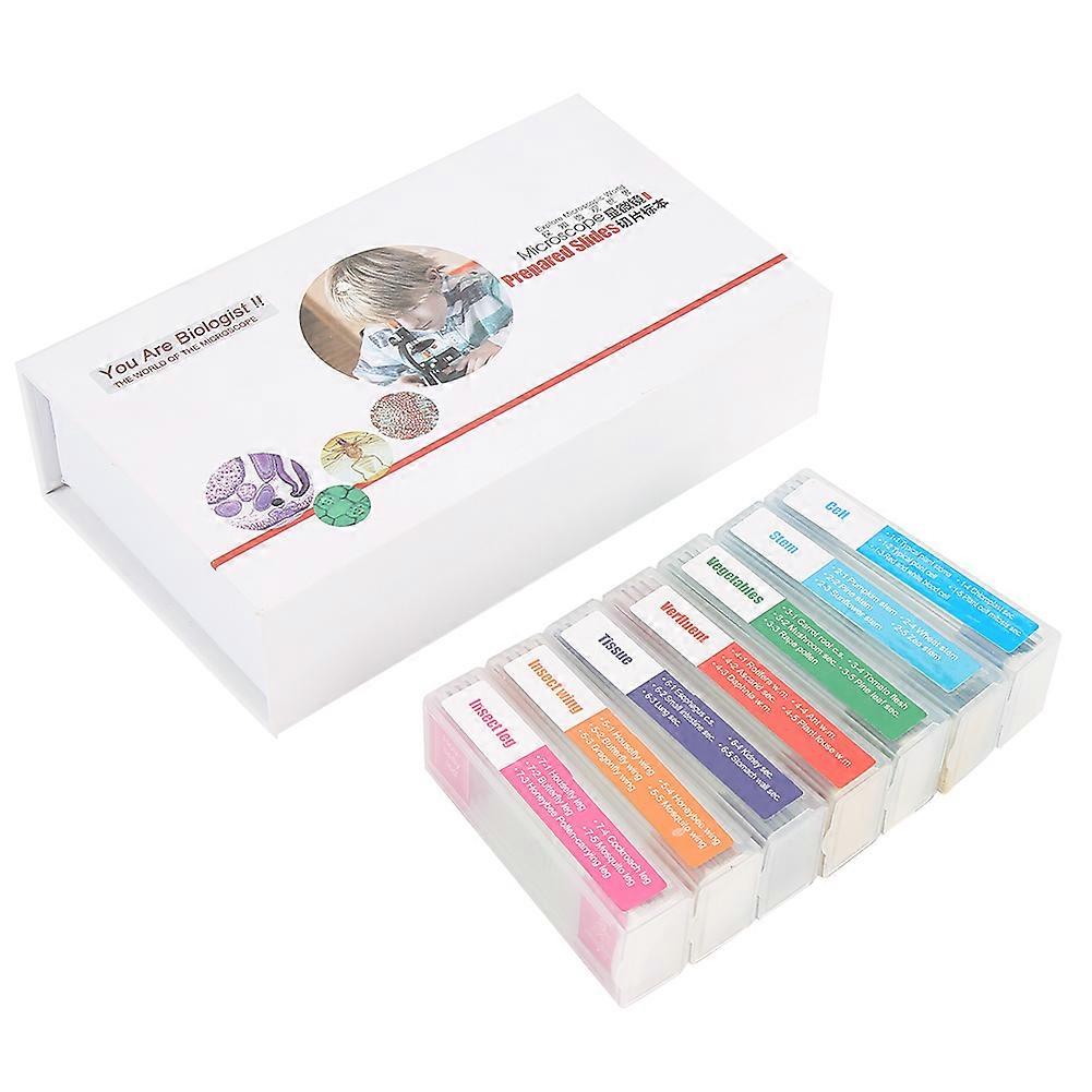 35pcs Biology Glass Prepared Microscope Slides Lab Specimens Set