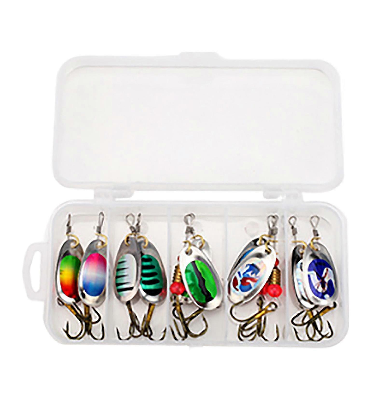 10Pcs Spinner Köder Set Forelle Angeln Köder Drilling Haken Pailletten Köder Angeln Jigs Löffel Köder Hartmetallköder mit Box