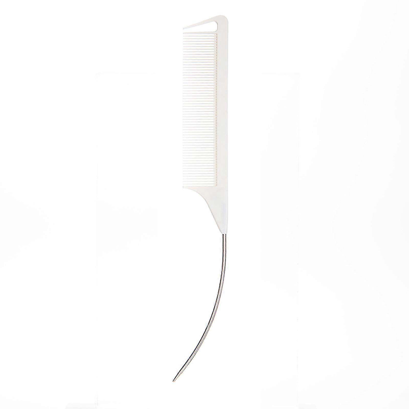 Hair Styling Comb With Steel Tail Pin Ergonomic Curved Designs For Precise Parting Tail Teasing Comb  White