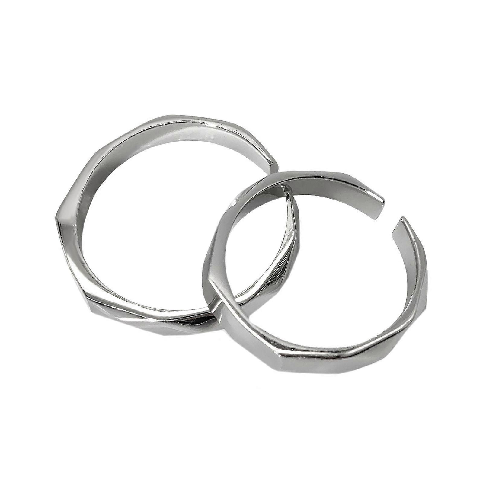 Sterling Silver Projection Ring Set Adjustable Size Light Pattern Rings for Couples Fashionable Finger Rings Accessory