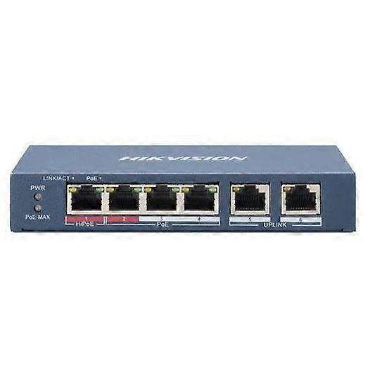 Switch PoE - HIKVISION - DS-3E0106HP-E - 4 poorten 100M - 2 uplinks - Budget
