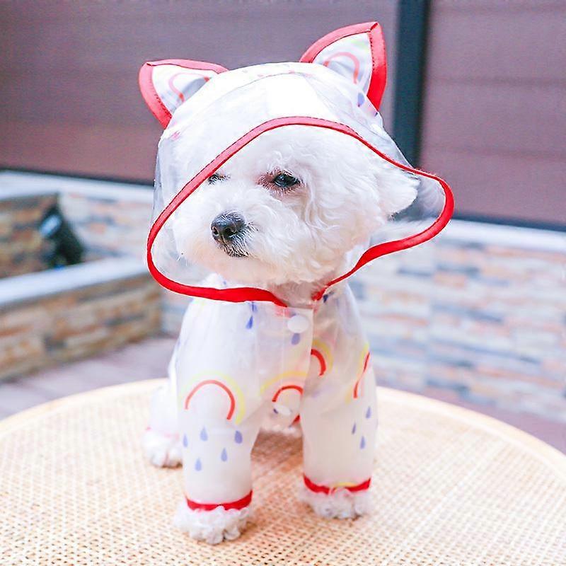 Stylish Waterproof Pet Raincoat with Rainbow Pattern for Small Dogs - Keep Your Pet Dry and Fashionable