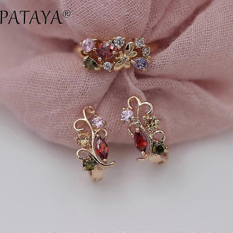 PATAYA Multicolor Natural Zirconia Earrings Rings Sets Women