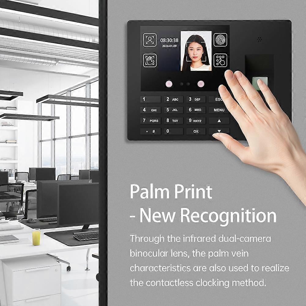Time Attendance Face Recognition Time Clock Support Fingerprint Password Palm Print Facial Fast Reco