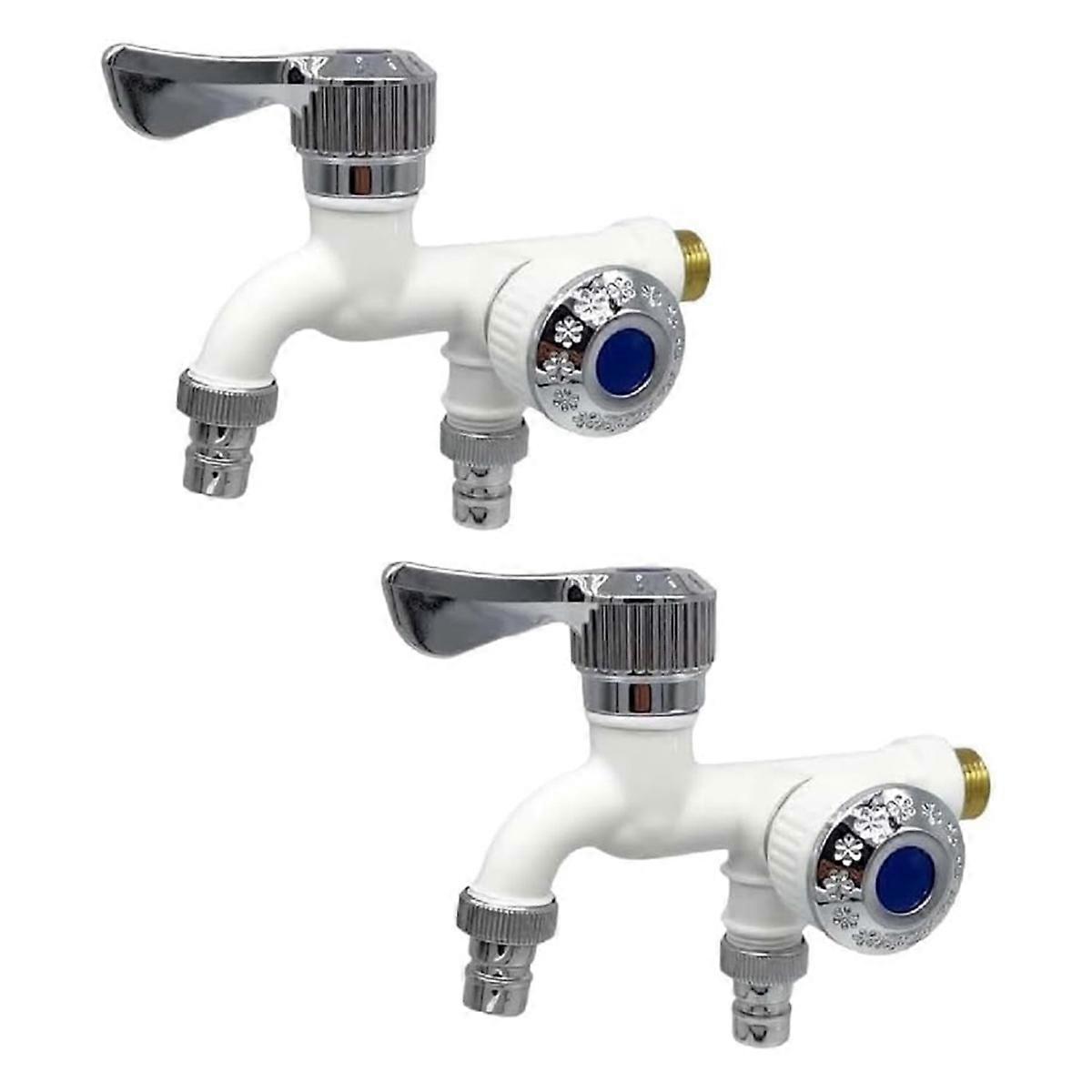 2PCS 2 Way Faucet Faucet Splitter Garden Hose Splitter White