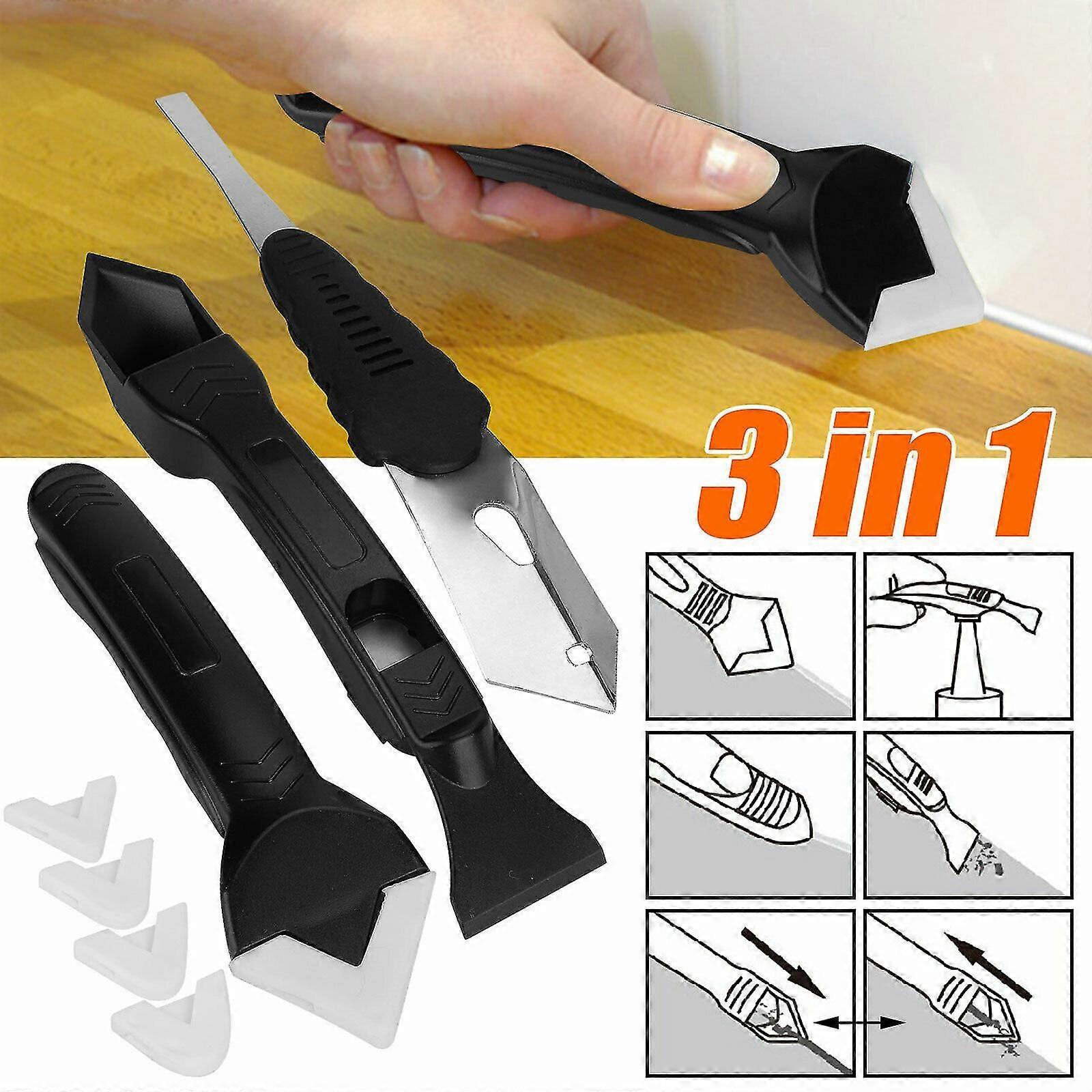 3 in1 Silicone Scraper Remover Caulk Finisher Sealant Smooth Grout Tools Kit