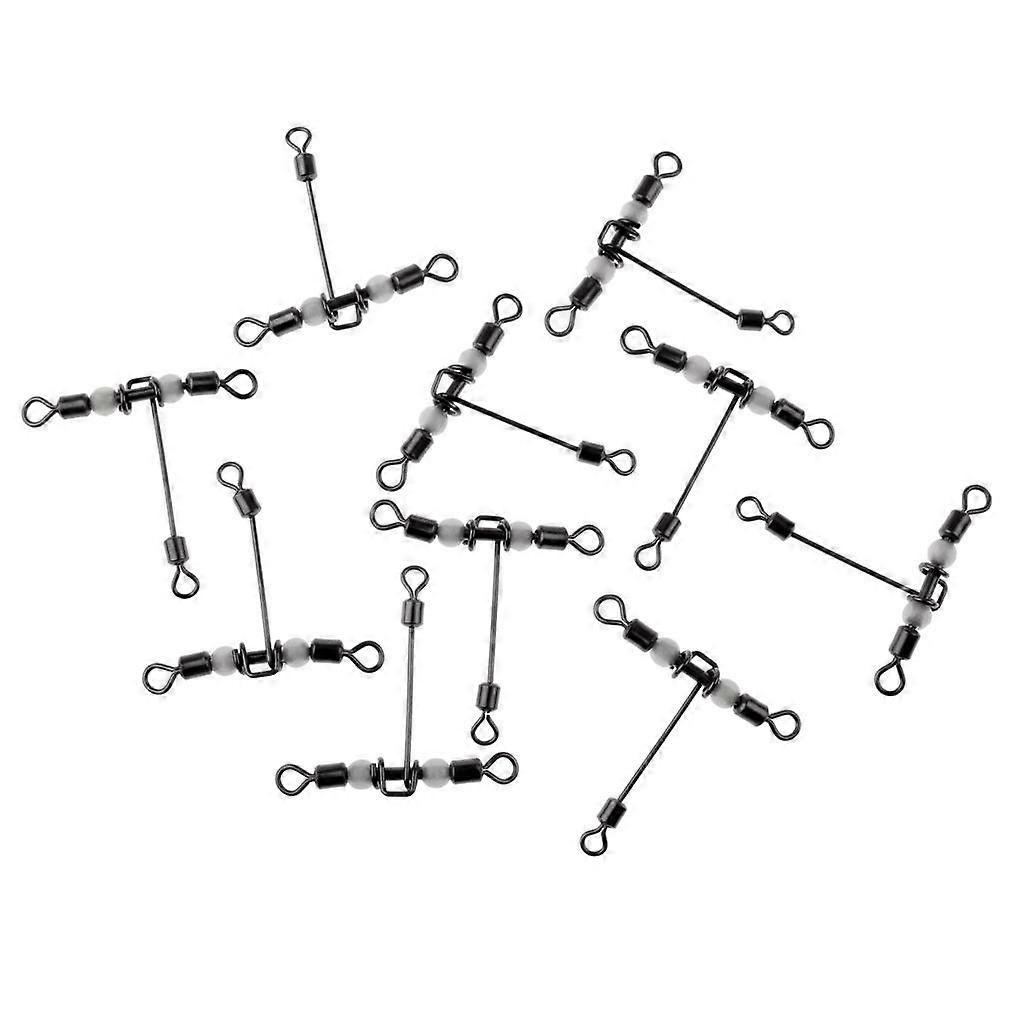 10Pcs Fishing Crimp Swivels -line Swivels Connector with Luminous Beads